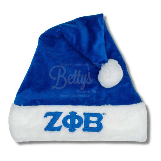 Zeta Phi Beta ΖΦΒ Embroidered Greek Letters Deluxe Santa HatBlue-Standard - 25