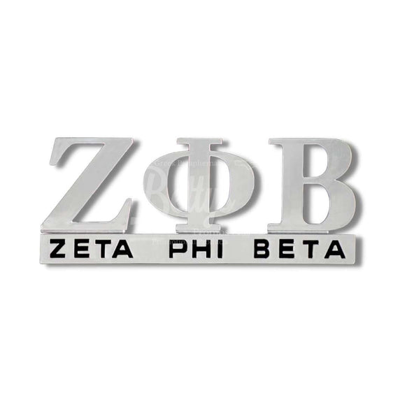 Zeta Phi Beta ΖΦΒ Greek Letters Chrome Car Auto Emblem Sticker DecalSilver-Betty's Promos Plus Greek Paraphernalia