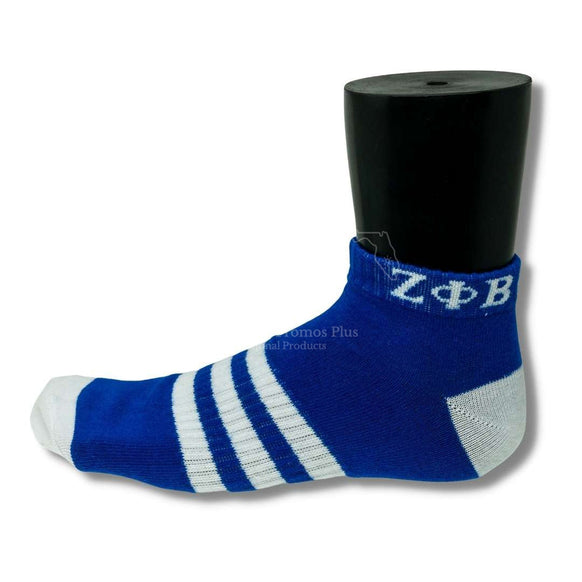 Zeta Phi Beta ΖΦΒ Greek Letters Low Cut Ankle Athletic Socks Cushioned Mesh Breathable Comfort Running Sock With Arch SupportBlue-Betty's Promos Plus Greek Paraphernalia