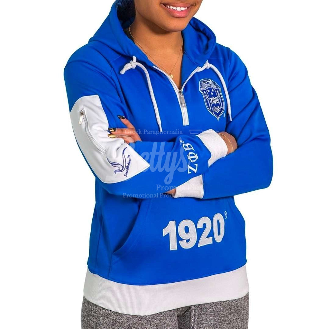 Zeta Phi Beta ΖΦΒ Hoodie Pullover Jacket Pull Over Sweatshirt with HoodBlue-Small-Betty's Promos Plus Greek Paraphernalia
