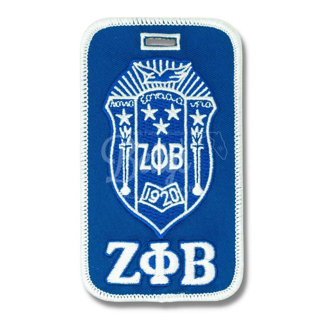 Zeta Phi Beta ΖΦΒ Shield Embroidered Luggage TagBlue-Betty's Promos Plus Greek Paraphernalia