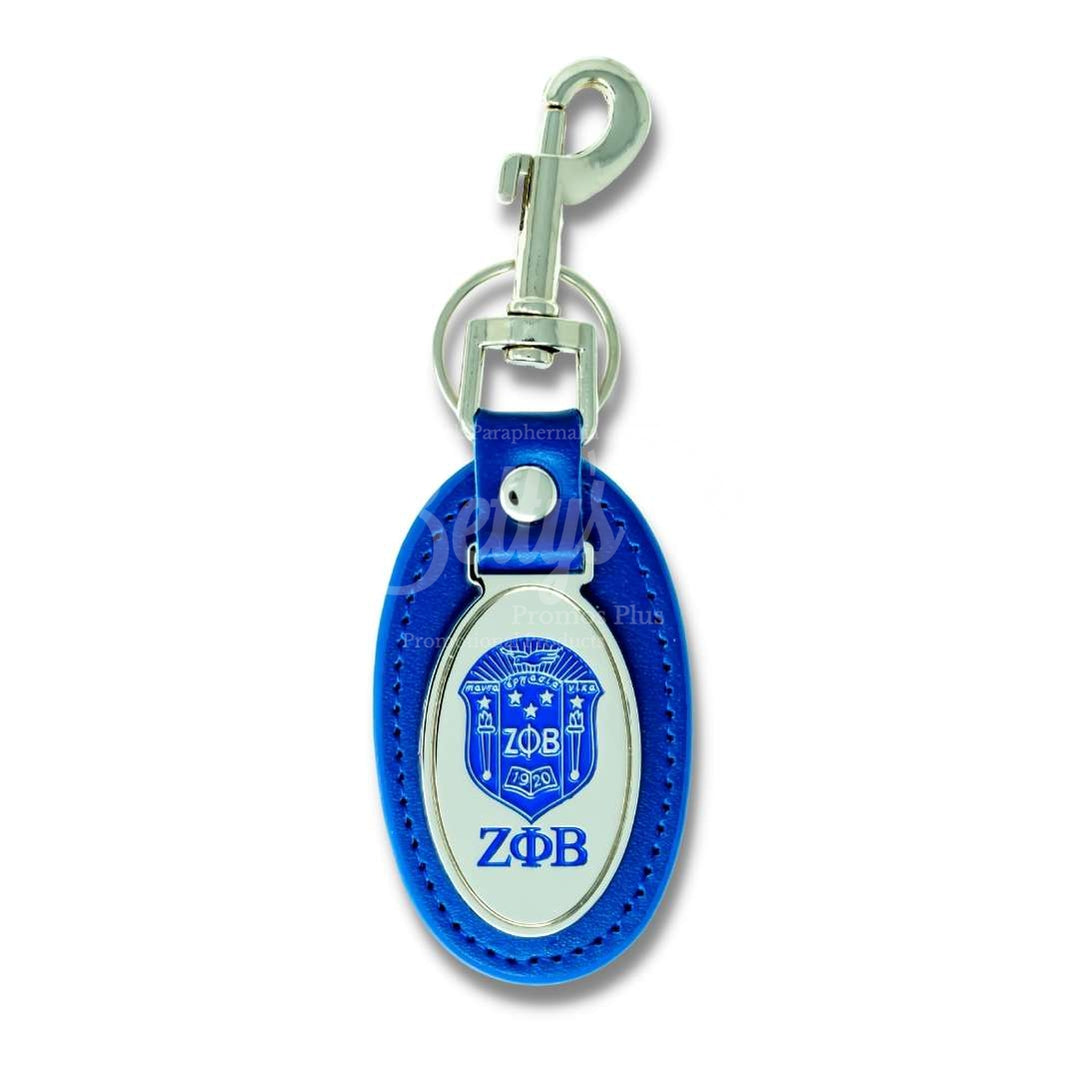 Zeta Phi Beta ΖΦΒ Shield Leather Keyfob Key Fob KeychainBlue-Betty's Promos Plus Greek Paraphernalia