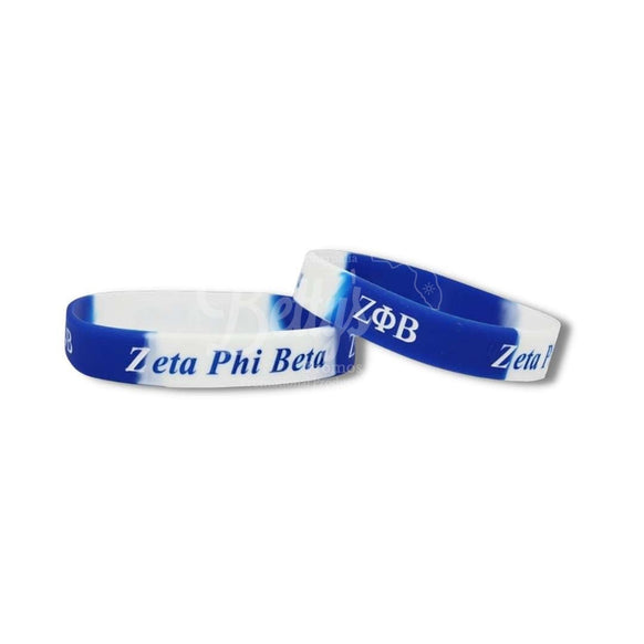 Zeta Phi Beta ΖΦΒ Silicone Rubber Wristband BraceletBlue-Betty's Promos Plus Greek Paraphernalia