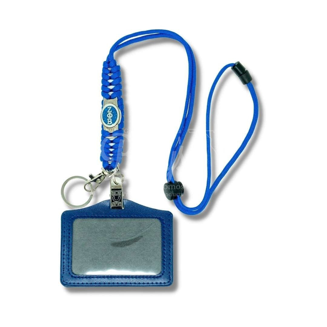 Zeta Phi Beta ΖΦΒ Survival Paracord Lanyard ID Badge Holder with Badge WindowBlue-Betty's Promos Plus Greek Paraphernalia