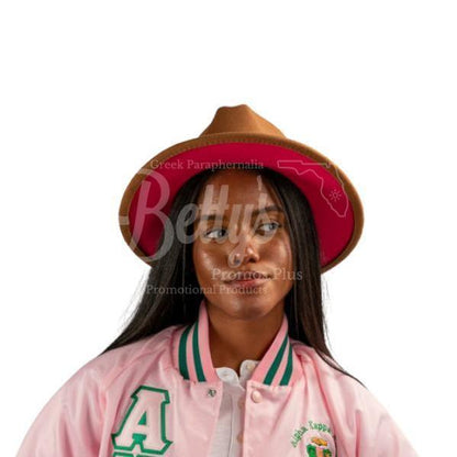 Alpha Kappa Alpha AKA 2-Tone Fedora Hat AKA Fedora with Band-Alpha Kappa Alpha Paraphernalia-Alpha Kappa Alpha Fedora-Betty's Promos Plus