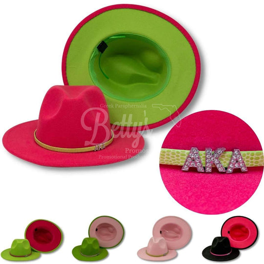 Alpha Kappa Alpha AKA 2-Tone Fedora Hat AKA Fedora with Band-Alpha Kappa Alpha Paraphernalia-Alpha Kappa Alpha Fedora-Betty's Promos Plus
