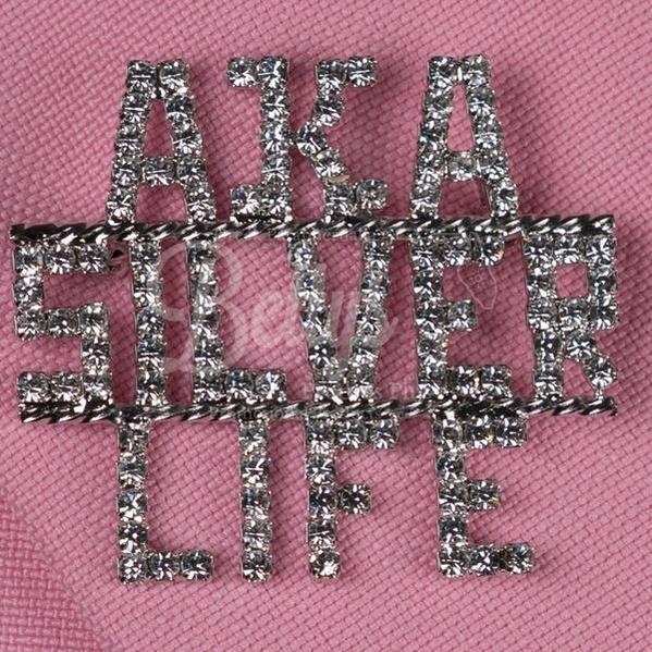 Alpha Kappa Alpha AKA Silver Life Rhinestone Pin-Alpha Kappa Alpha Paraphernalia-Alpha Kappa Alpha Rhinestone Pin-Betty's Promos Plus