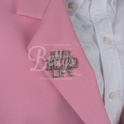 Alpha Kappa Alpha AKA Silver Life Rhinestone Pin-Alpha Kappa Alpha Paraphernalia-Alpha Kappa Alpha Rhinestone Pin-Betty's Promos Plus