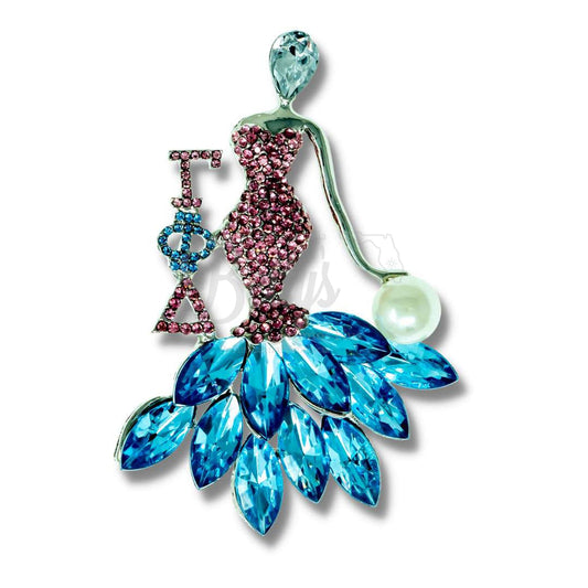 Gamma Phi Delta ΓΦΔ Classy Lady Rhinestone Pin-Pink- Paraphernalia- Rhinestone Pin-Betty's Promos Plus