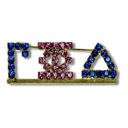 Gamma Phi Delta ΓΦΔ Greek Letters Rhinestone Pin-Gold- Paraphernalia- Rhinestone Pin-Betty's Promos Plus