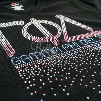 Gamma Phi Delta ΓΦΔ "Rain" Rhinestone Printed T-Shirt- Paraphernalia- T-Shirts-Betty's Promos Plus