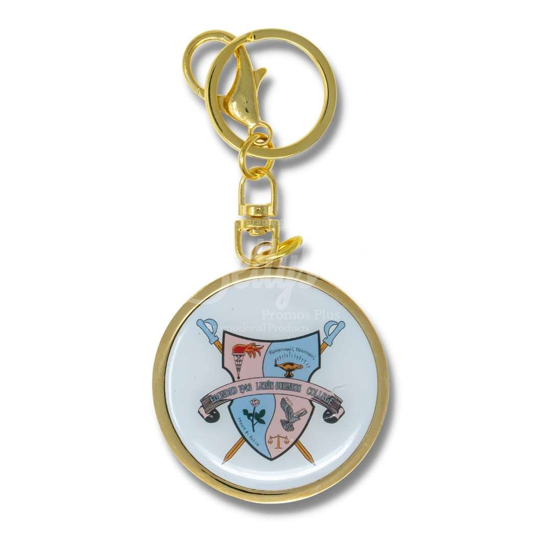 Gamma Phi Delta ΓΦΔ Shield Gold Metal Circular Keychain- Paraphernalia- Keychain-Betty's Promos Plus