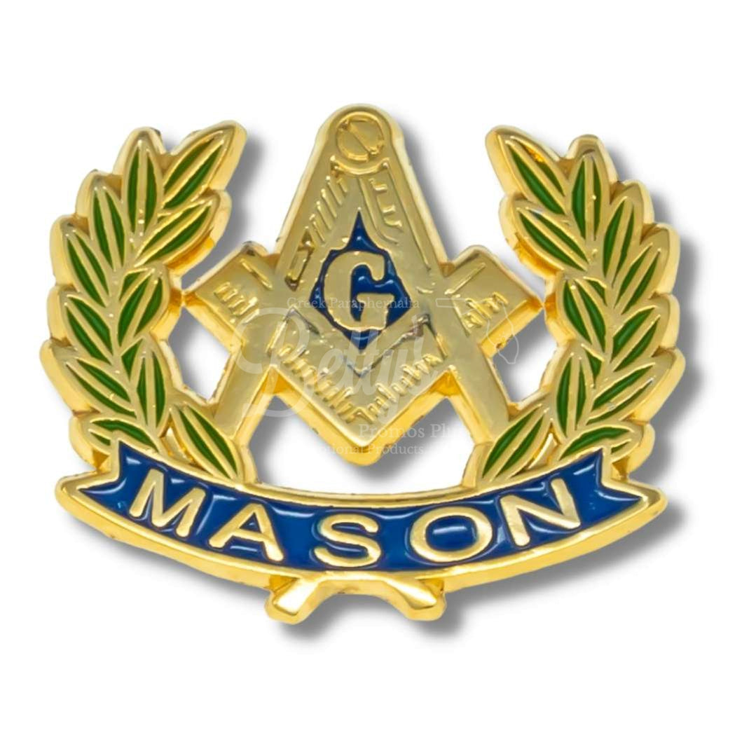 Mason Freemason Masonic Shield Laurel Wreath Lapel Pin-Gold-Masonic Paraphernalia-Masonic Lapel Pin-Betty's Promos Plus