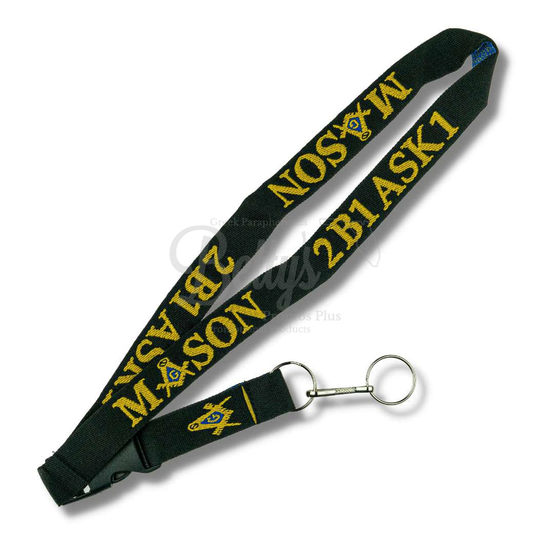 Mason Woven Embroidered Fraternity 2B1ASK1 Lanyard-Black-Masonic Paraphernalia-Masonic Lanyards-Betty's Promos Plus
